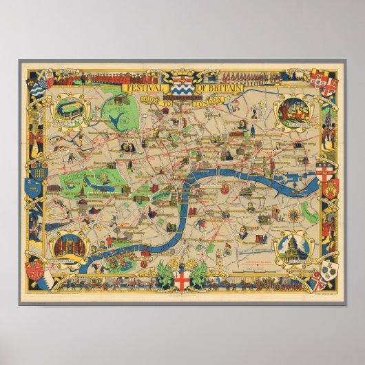 Festival of Britain: Guide to London Map Poster (Vorne)
