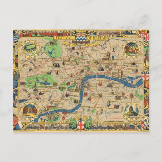 Festival of Britain: Guide to London Map Postkarte (Vorderseite)