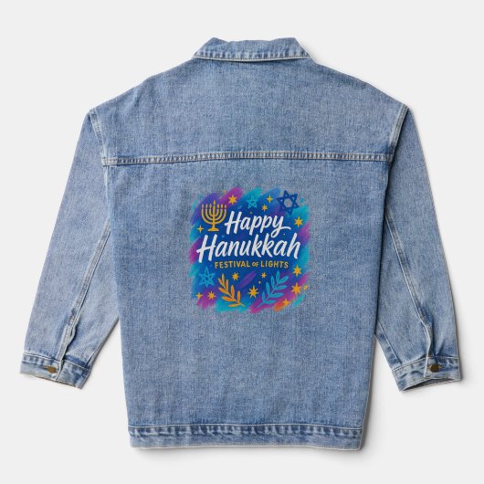 Festival of Lights Menorah Design – Women’s Denim Jeansjacke (Rückseite)
