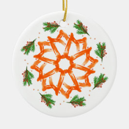 Festival Orange Floral Keramik Ornament
