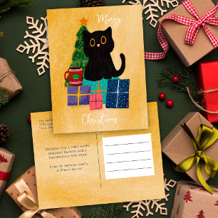 Festival Orange Frohe Weihnachten Schwarze Katze K