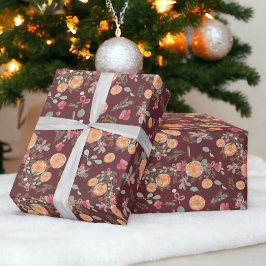 Festival Orange Pine Blumenstrauß Wasserfarbener T Geschenkpapier