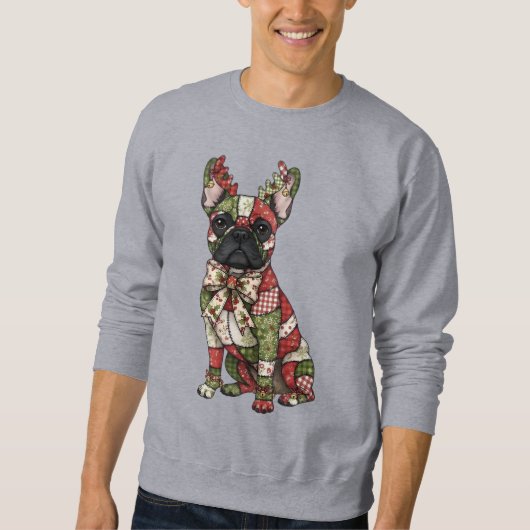 Festival Patchwork French Bulldog Weihnachten Sweatshirt (Vorderseite)
