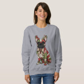 Festival Patchwork French Bulldog Weihnachten Sweatshirt (Vorne ganz)