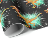 Festival Raptor Star Velociraptor Xmas Dinosaurier Geschenkpapier (Rolleneckpunkt)