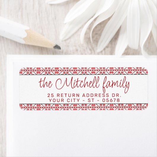 Festival Red Black Classic Nordic Fair Isle Motif (Insitu)