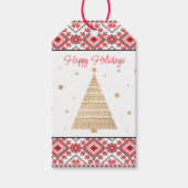 Festival Red Black Classic Nordic Fair Isle Motif Geschenkanhänger (Vorderseite)