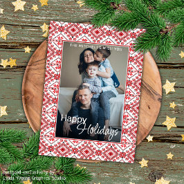 Festival Red Black Classic Nordic Fair Isle Motif Karte