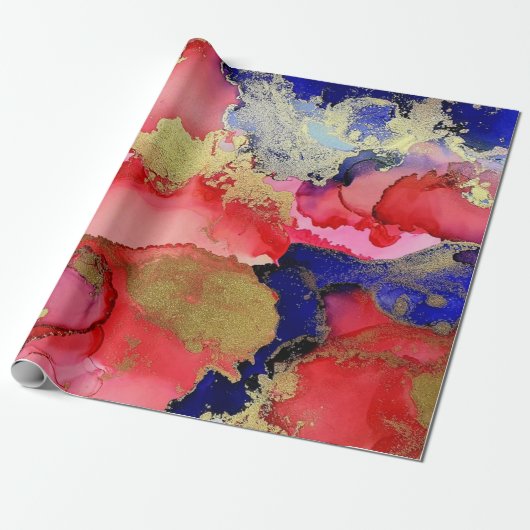Festival Red Blue Gold Geschenkpapier (Ungerollt)