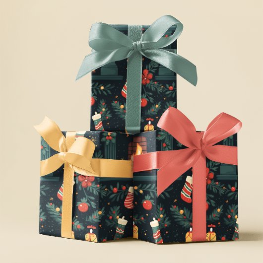 Festival Red Candy Cane Gift Wrap Geschenkpapier