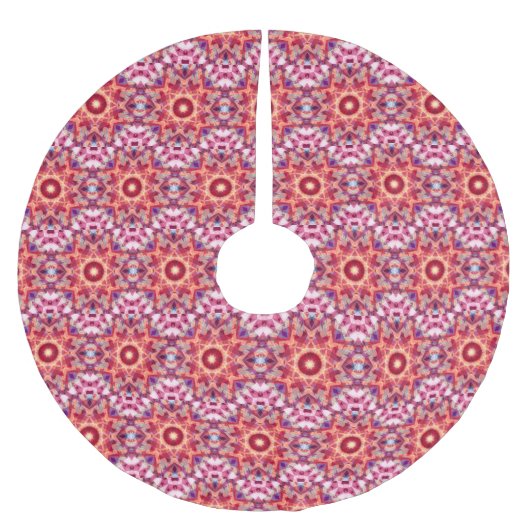 Festival Red Maximalist Weihnachts-Star-Muster Polyester Weihnachtsbaumdecke (Vorderseite)