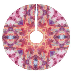 Festival Red Maximalist Weihnachts-Star-Muster Polyester Weihnachtsbaumdecke