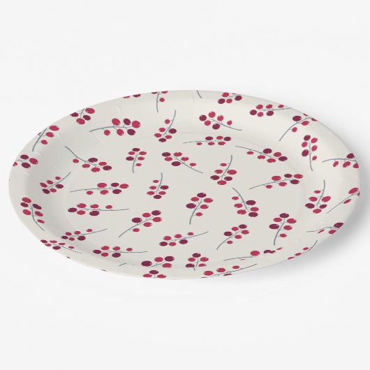 Festival Red Pip Berries Holiday Pappteller (Schrägansicht)