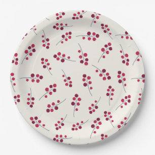 Festival Red Pip Berries Holiday Pappteller