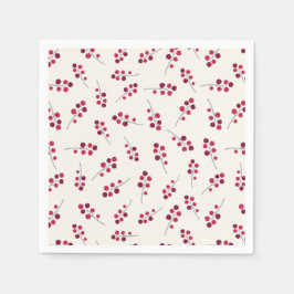 Festival Red Pip Berries Holiday Serviette