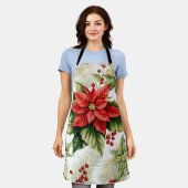 Festival Red Poinsettia Holly Berry Weihnachten Schürze (Getragen)