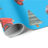 Festival Red Retro Car & Christmas Tree Muster Geschenkpapier (Rolleneckpunkt)