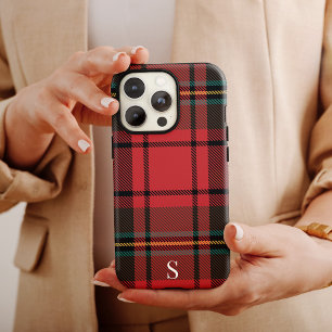 Festival Red Tartan Weihnachtsfeiertag Monogram Case-Mate iPhone Hülle