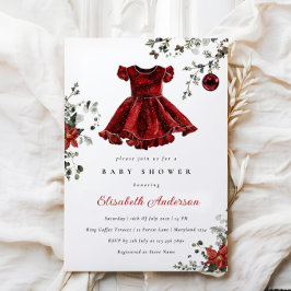 Festival Red Winter Baby Shower Invitation Girl Einladung