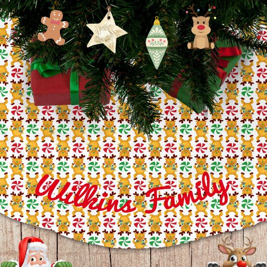 Festival Rentier Red Green Peppermint Candy Polyester Weihnachtsbaumdecke