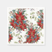 Festival Rich Red Poinsettia Blume Napkin Serviette (Vorderseite)