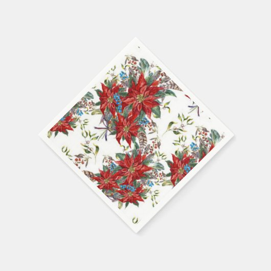 Festival Rich Red Poinsettia Blume Napkin Serviette (Ecke)