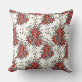 Festival Rich Red Poinsettia Blume Platz Pillow Kissen