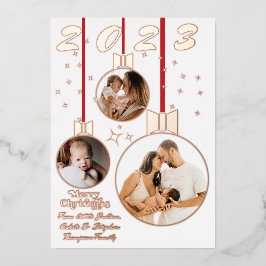 Festival Rot Weiß Erste Weihnachtsfeier 3 FotoColl Folien Feiertagskarte