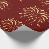 Festival Rote Stars Feuerwerk Geschenkpapier (Ecke)