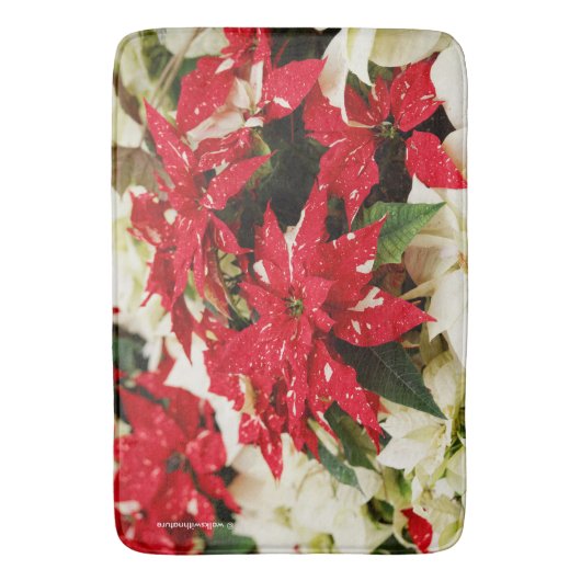 Festival Rotes Weißes Blumengestein Badematte (Vorderseite Vertikal)