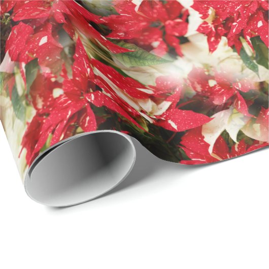 Festival Rotes Weißes Blumengestein Geschenkpapier (Rolleneckpunkt)