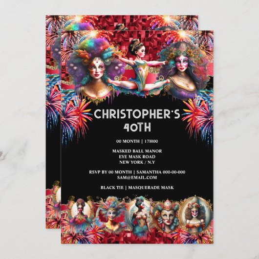 Festival Showmen Karneval Party Zirkus Thema Spaß Einladung (Vorne/Hinten)