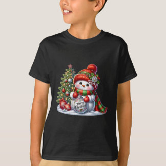 Festival Snowman & Tree Applique Christmas Sweatsh T-Shirt