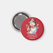 Festival Snowman Watercolor Holiday Magnet (Vorderseite/Rückseite)