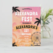 Festival Summer Ferris Wheel Geburtstag Einladung (Stehend Vorderseite)