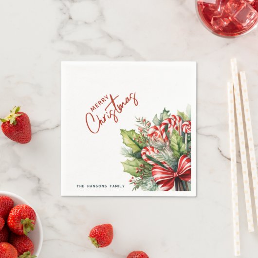 Festival süße Candy Canes Frohe Weihnachten Serviette (Beispiel)