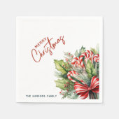 Festival süße Candy Canes Frohe Weihnachten Serviette (Vorderseite)