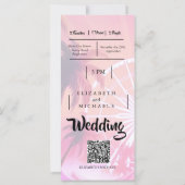 Festival Ticket Palm Pink Sunset Hochzeit (Rückseite)