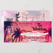 Festival Ticket Palm Pink Sunset Hochzeit (Vorne/Hinten)