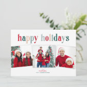 Festival Trio Happy Holidays Rote/Grüne Typografie (Stehend Vorderseite)