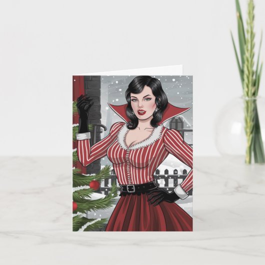 Festival Vampire Lady Weihnachten Karte (Vorderseite)