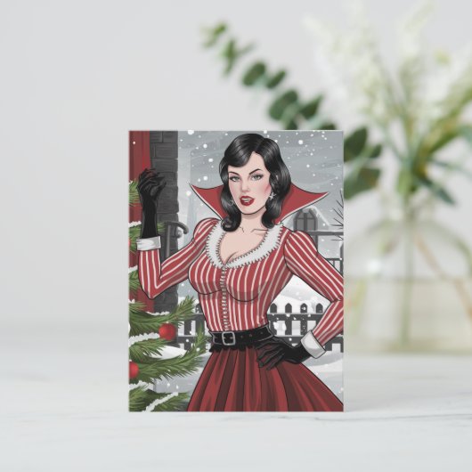 Festival Vampire Lady Weihnachten Postkarte (Stehend Vorderseite)