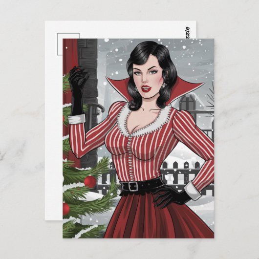 Festival Vampire Lady Weihnachten Postkarte (Vorne/Hinten)