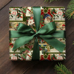 Festival Vintage Christmas Ephemera Collage Green Geschenkpapier<br><div class="desc">Spaß,  festliche,  farbenfrohe und faszinierende Urlaubsmuster mit fröhlich alten Weihnachtsephemeriden aus Viktorianischer Zeit,  einschließlich Santas in verzierten Rahmen,  Heilig,  Mistletoe,  Schlitten,  Winterszenen,  glückliche Kinder und frohe Weihnachtsgrüße auf grünem Hintergrund.</div>