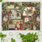 Festival Vintage Christmas Ephemera Collage Green Geschirrtuch (Gefaltet)