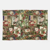 Festival Vintage Christmas Ephemera Collage Green Geschirrtuch (Horizontal)