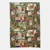 Festival Vintage Christmas Ephemera Collage Green Geschirrtuch (Vertikal)