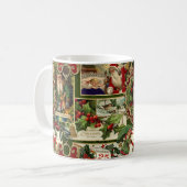 Festival Vintage Christmas Ephemera Collage Green Kaffeetasse (Vorderseite Links)