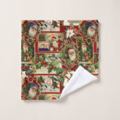 Festival Vintage Christmas Ephemera Collage-Red Badhandtuch Set (Waschlappen)