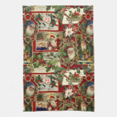 Festival Vintage Christmas Ephemera Collage-Red Geschirrtuch (Vertikal)